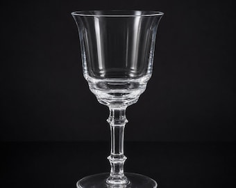 Antique Bohemian Art Deco Goblet c. 1920–1930 – Hand-Blown Clear Glass, Faceted Cut Stem – Viktor Stretti Estate