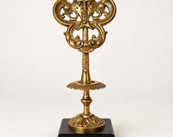 c. 1900 Gilded Devil Pocket Watch Stand, Grotesque Mascaron Display