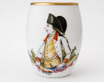 18th Century Bohemian Late Baroque Milk Glass Mug c. 1770–1780 – Hand-Painted Gentleman, Rococo Enamels & Gilding