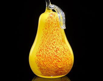 2026 Signed Jaroslav Svoboda Glass Pear Sculpture, Czech Studio Art Glass, Karlov