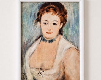 Vintage 1975 Oil Painting Portrait After Renoir – Framed Impressionist Canvas Art