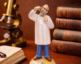 Jaroslav Brychta Chemist Figurine, Mid Century Czech Art Glass Scientist Sculpture