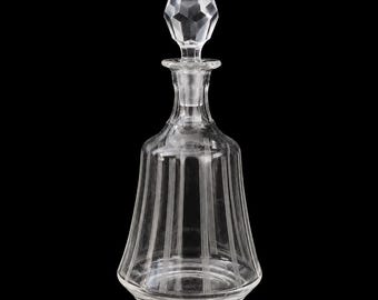 c.1900 Bohemian Glass Decanter – Faceted Crystal Stopper, Antique Czech Barware