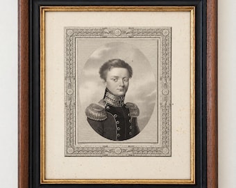 1817 Romanov Grand Duke Michael Stipple Engraving, Framed Antique Portrait (F. John sc.)