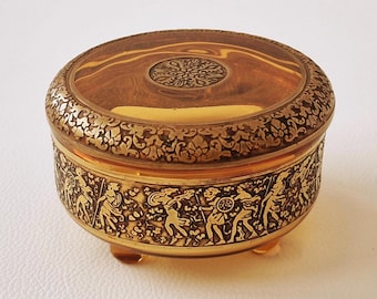 1920 - Moser Amber (Topaz) Art Deco Lidded Box – Amazon Frieze