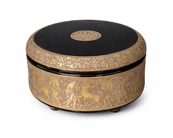 1920 Large Moser Art Deco Amethyst Glass Box with Mythological Centaur Frieze