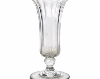 Antique 19th Century Celery Vase – Hand-Blown Ribbed Glass, Snapped Pontil – Viktor Stretti Estate