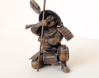 Meiji Period Japanese Samurai Standard Bearer, Late 19th Century Warrior Figure with Sashimono Banner