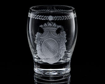Antique Lobmeyr Armorial Tumbler, Hand Engraved Count’s Coronet, Vienna Heraldic Glass