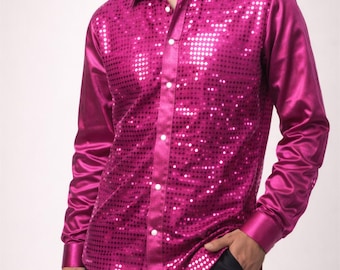 Camisas con lentejuelas brillantes para hombre, camisetas de baile para presentaciones en el escenario, camisas con purpurina para fiestas nocturnas, camisetas retro de hip hop.