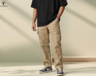 Pantalones cargo ligeros para hombre, pantalones casuales de verano, corte recto transpirable.