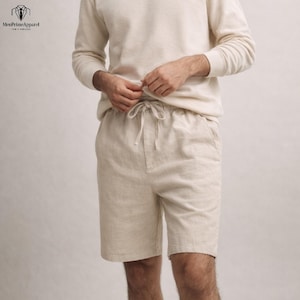 Katoenen linnen herenshorts, zomerbadmodeshorts, casual knielange shorts, streetwear ademende lichtgewicht shorts