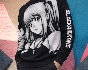Suéter de punto de chica anime para hombre, jersey de hip hop, top de punto con dibujos animados, suéter informal de manga larga con cuello redondo
