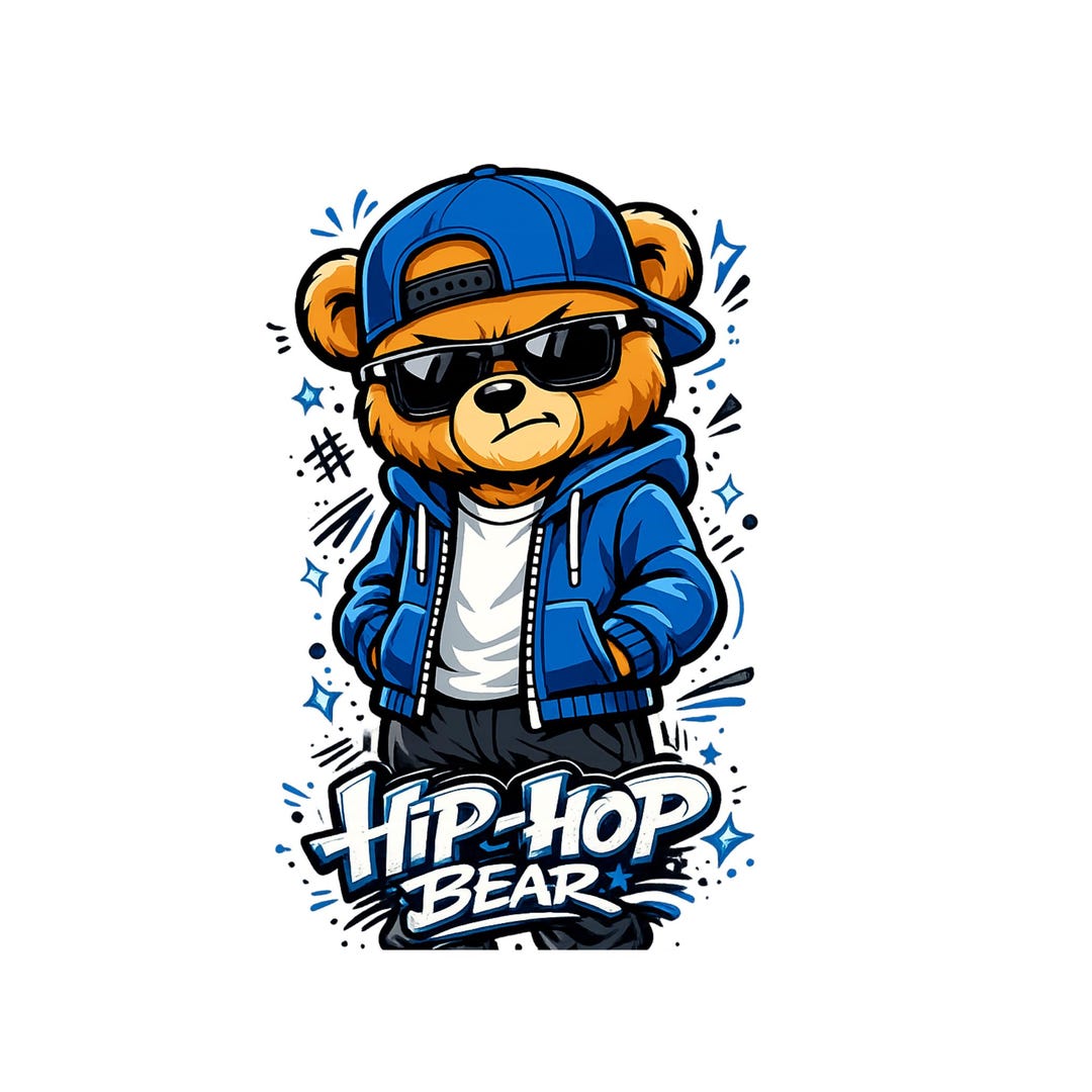 Hip-hop Teddy Bear Streetwear Cartoon, Urban Bear Vector Illustration ...