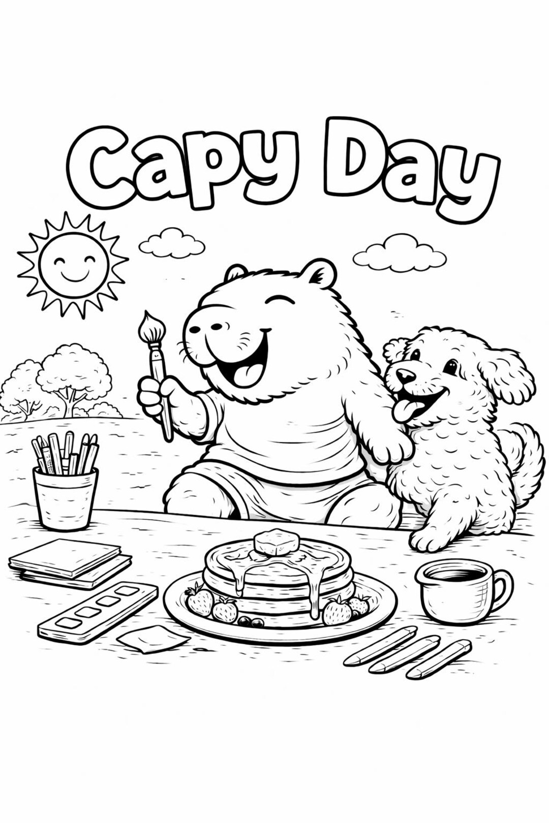 Capybara Coloring Book for Kids | Playful Animal Adventures (instant ...