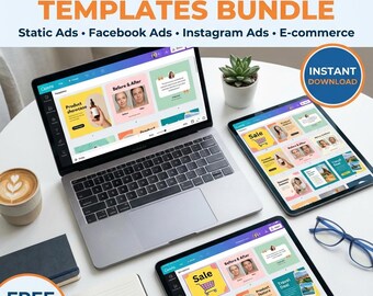 1000+ Canva Ad Templates Bundle, E-commerce & Social Media (Digital Download)