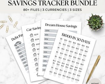 Savings Tracker 2026 Bundle Printable, 52 Week Savings Challenge, Money Saving Tracker, Budget Planner PDF, A4 A5 Letter, Digital Download