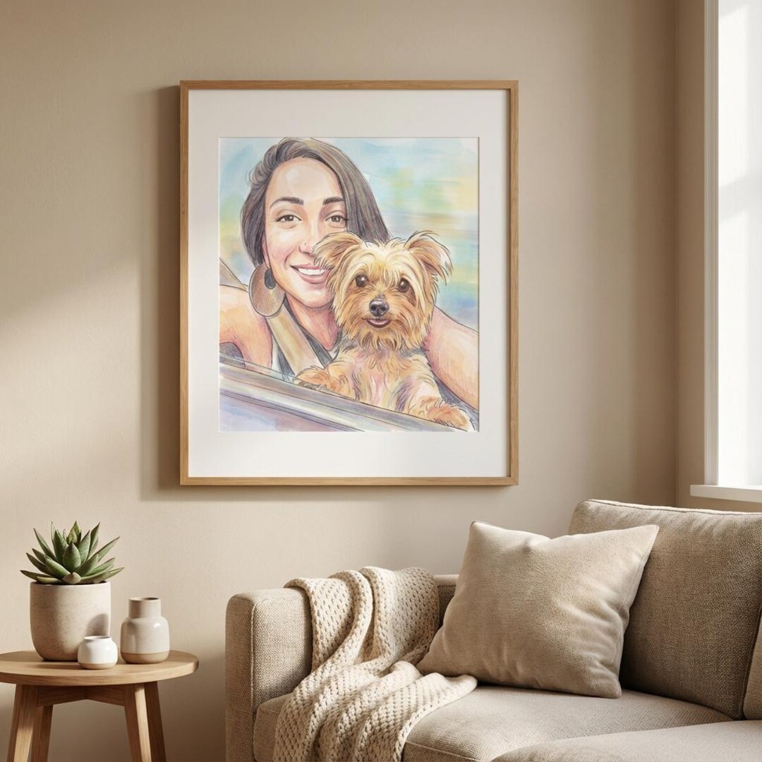 Custom Pet Watercolor Portrait, Dog Cat Memorial Art, Personalized Pet ...