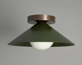 Mid Century Flush Mount Ceiling Light Brass Modern Globe, Ceiling Lamp for Bed room | drawing room | office | Kitchen | dining area.