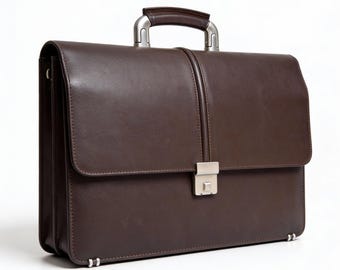 Personalized Vintage Leather Briefcase for Men, Leather Laptop Messenger Bag, Custom Work Shoulder Bag, Employee Gift for Him
