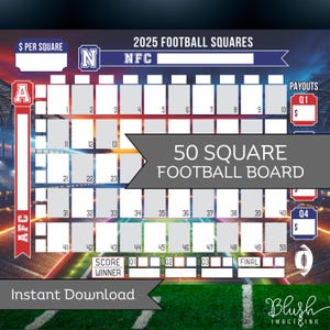 50 Super Football Bowl Quadrate 2025 Football Pool Quadrate zum ausdrucken 50 Super Football Bowl Quadrate zum ausdrucken