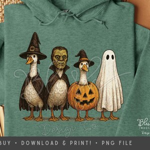 Vintage Halloween Goose PNG Funny Goose in Costume Clipart Hand Drawn Duck Halloween Shirt Design Spooky Fall Sublimation Cute Horror png