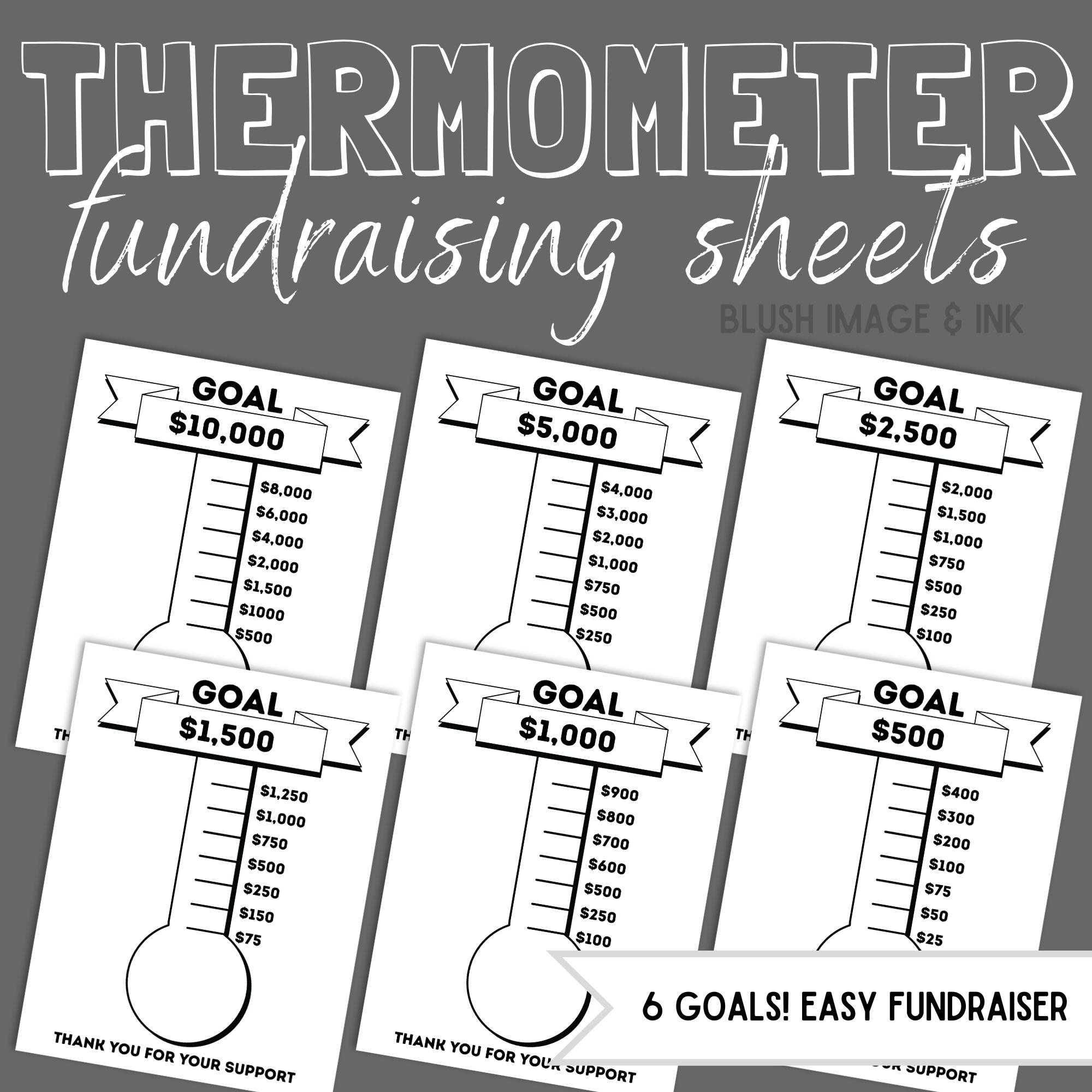 Printable Goal Fundraising Thermometer Goal Nonprofit Fundraiser ...