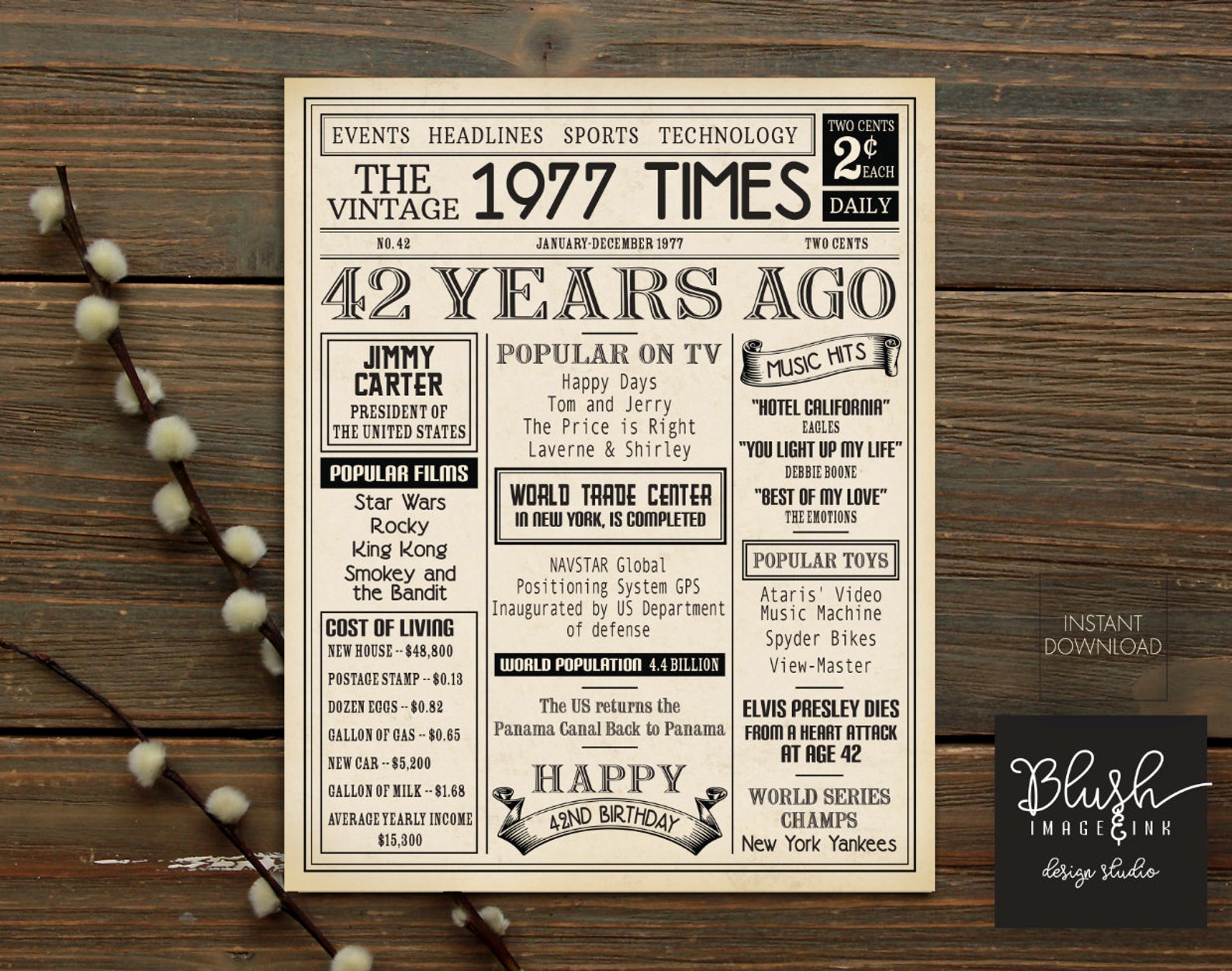 42nd Birthday Sign 42nd Birthday Poster 42th Adult Birthday | Etsy