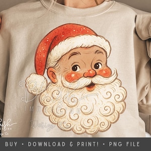 Sublimation Vintage Santa Retro Santa Claus Christmas Clipart Junk Journal Scrapbook Instant Digital Download Santa Printable PNG Christmas