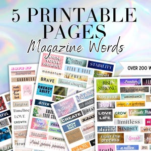 Vision Board Kit Printable 200+ Magazine Cut-Out Words for Manifestation Scrapbooking printable Journaling & Vision Board Wörter