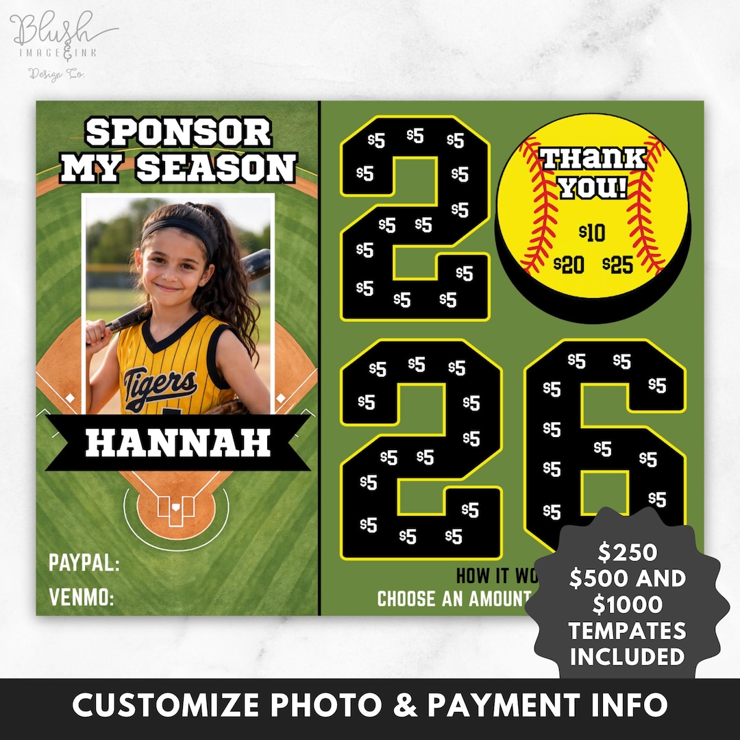 Editable Softball Fundraiser for Softball Canva Template Team Donation ...