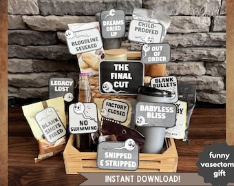 Husband Vasectomy gift for snip snip vasectomy gift for vasectomy party, funny vasectomy basket diy vasectomy kit printable day snip snip