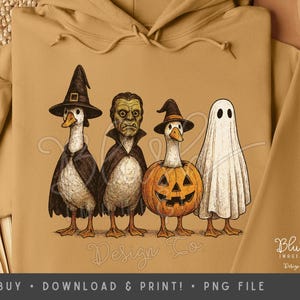 Creepy Goose Halloween PNG Farm Animal Halloween Shirt Clipart Funny Duck in Costume Printable Vintage Spooky Sublimation Design vintage png