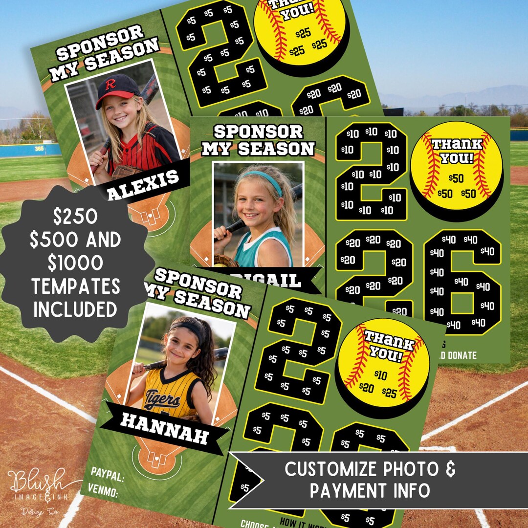 Custom Softball Fundraiser With Photo Canva Template Team Donation ...