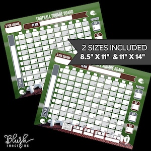 Football Squares Printable Easy Football Fundraiser, 100 Football Squares, Football Party Games Football Betting Game Football Pool Template
