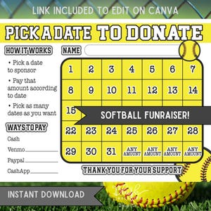 Editable Softball Black Out My Board Calendar Fundraiser Softball Team Fundraiser Flyer Softball Sponsor My SeasonSoftball Fundraising Form