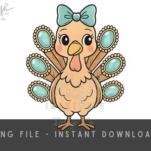 Cute Turkey turquoise png western Thanksgiving Png Turkey Thanksgiving Png Cutesy thanksgiving designs png Thanksgiving turkey cute png dtf