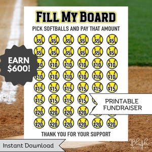 Raccolta fondi per la squadra di softball, modello di volantino per la raccolta fondi della squadra di softball, calendario per la raccolta fondi, idea per la raccolta fondi per il softball