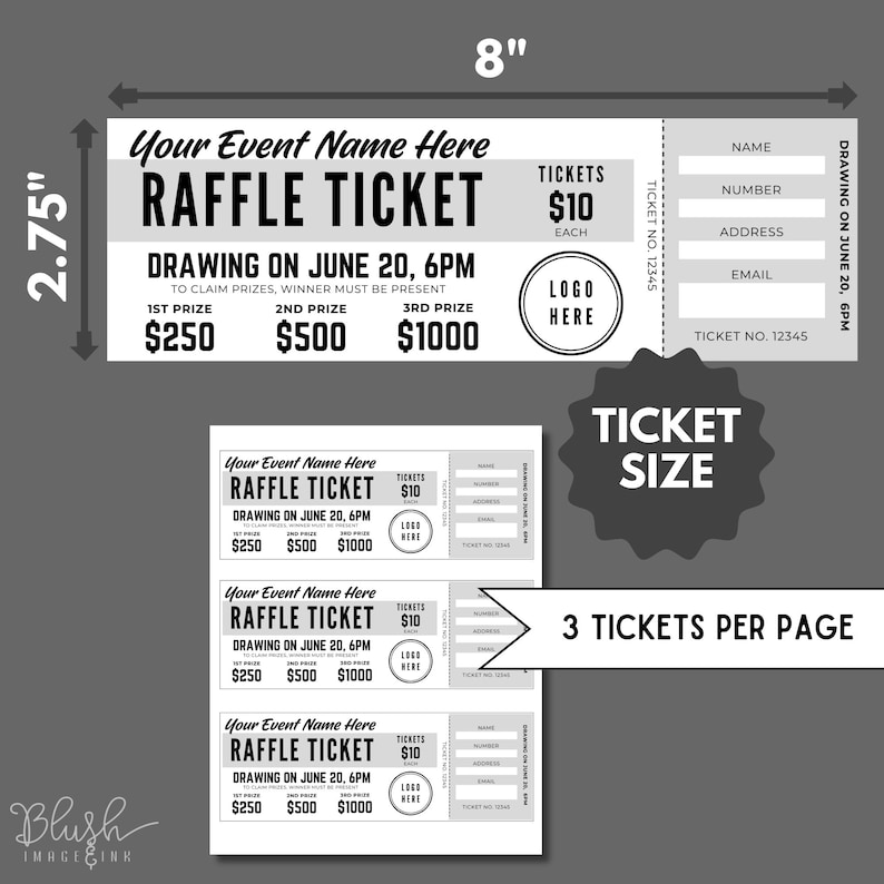 Editable Raffle Ticket Template, Charity Fundraising (digital Download ...
