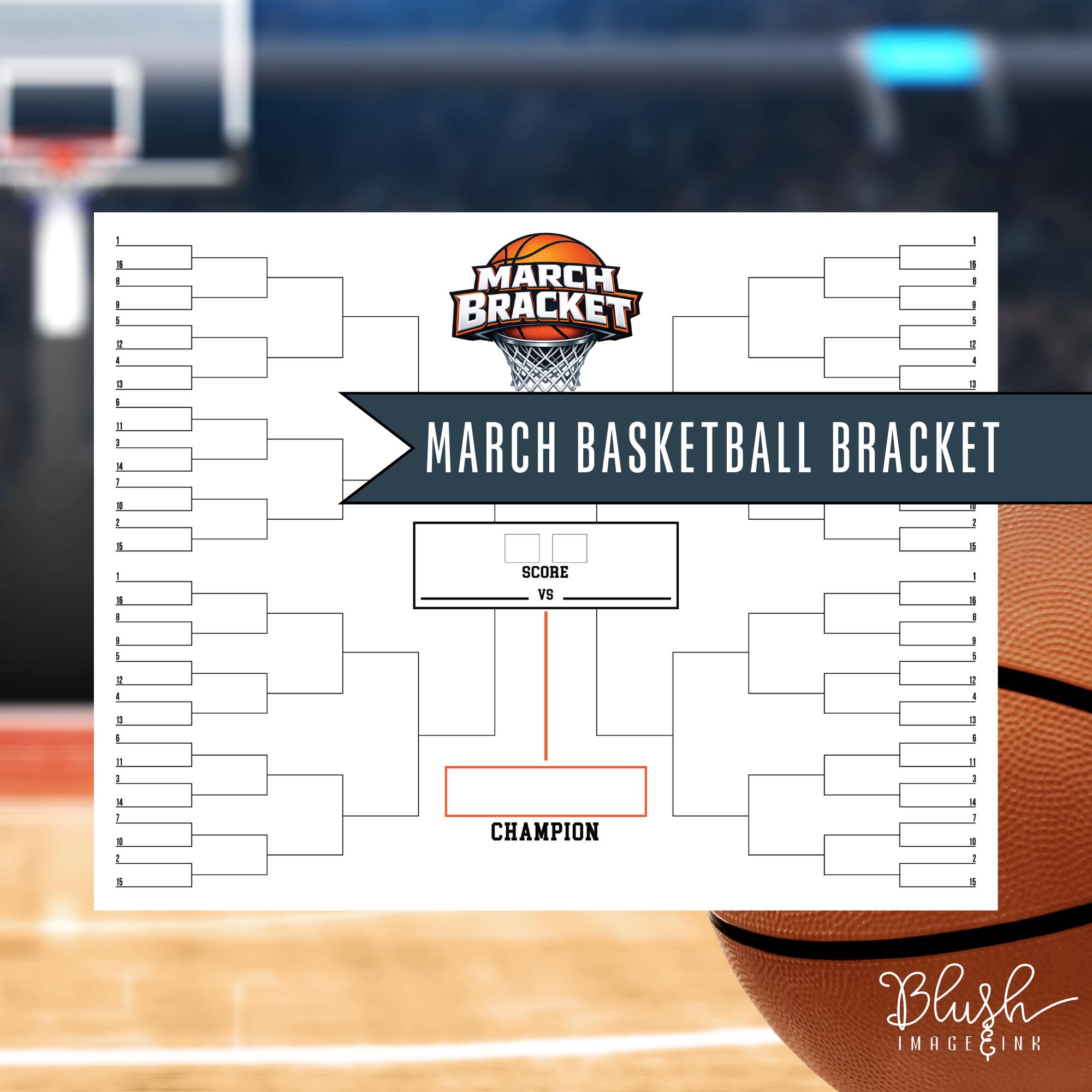 64 Bracket Basketball Printable Basketball Tournament Bracket ...