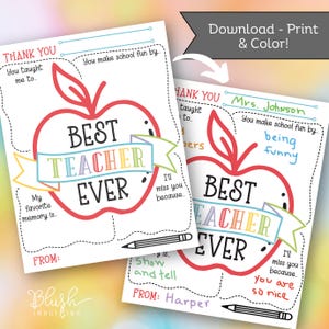 All About My Teacher Printable Teacher Appreciation Gift Kids Coloring ...