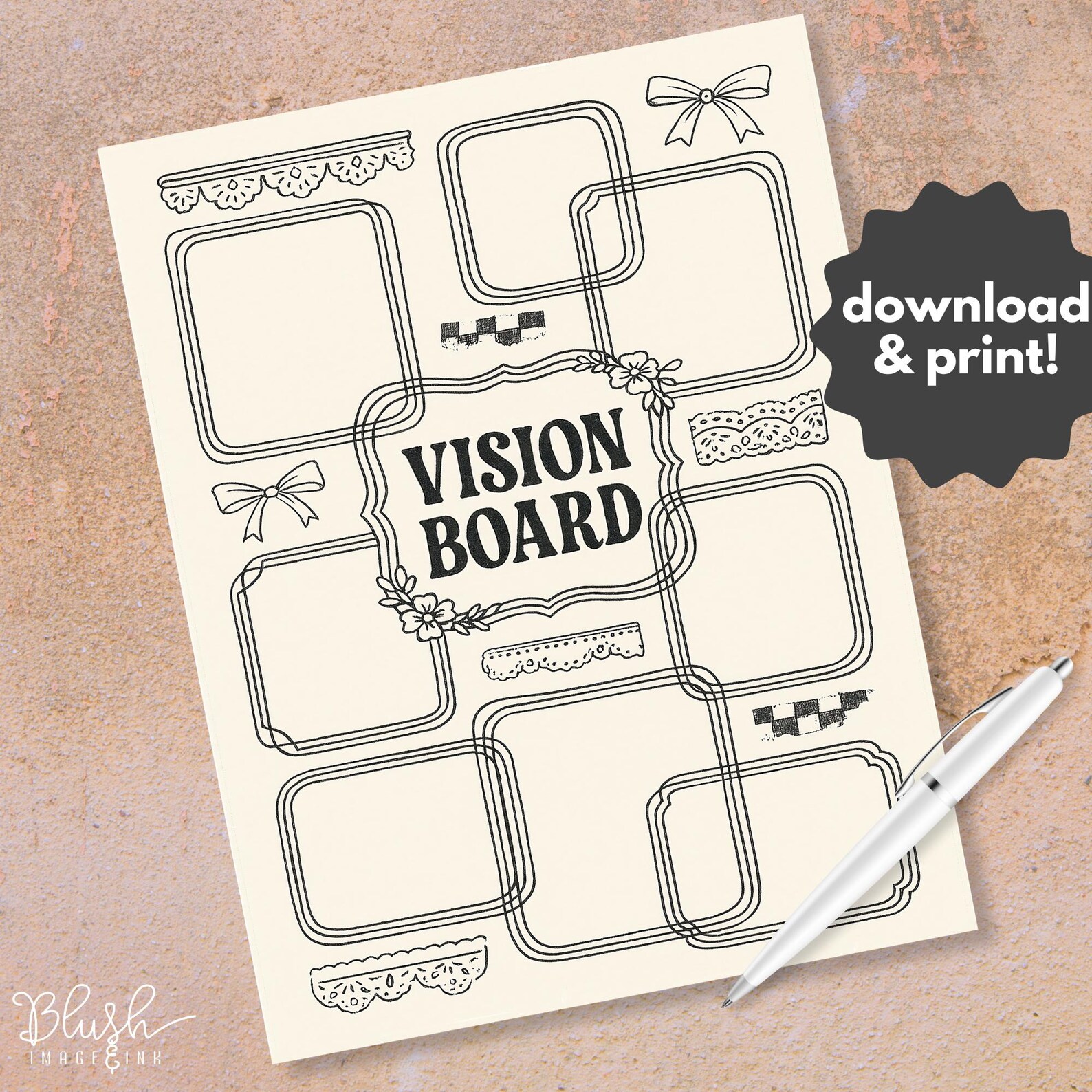 Junk Journal Vision Board PNG Scrapbook Style Goal Template Goal ...