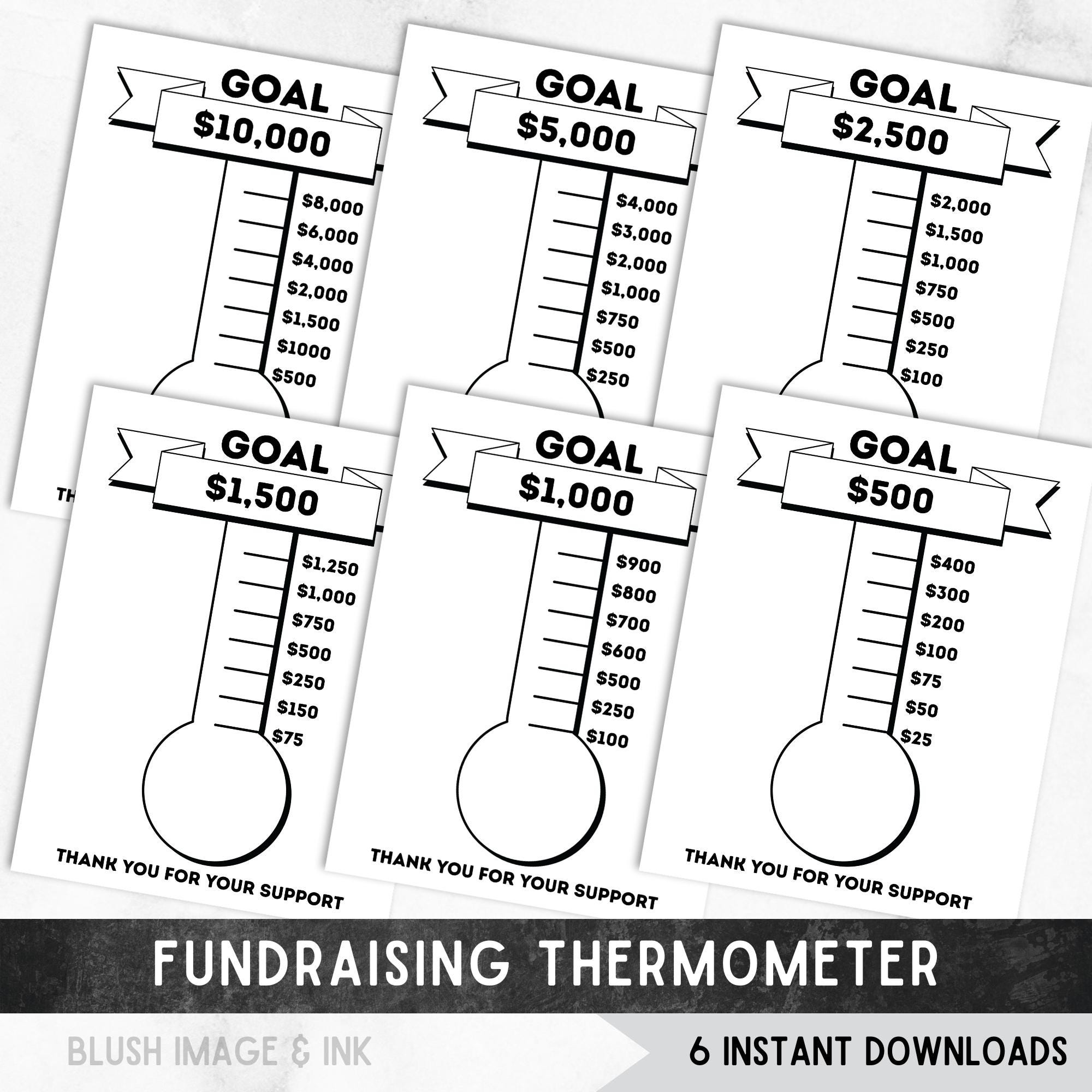 Printable Goal Fundraising Thermometer Goal Nonprofit Fundraiser ...