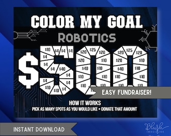Robotics Fundraiser Template Bundle Color My Goal Printable Robot Team Fundraising Tracker Editable Canva Download