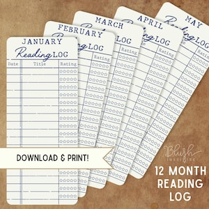 Reading List Bookmark Library Card Bookmark Vintage Library Bookmark Book Tracker Book Review Printable Book Review Log Book Review Bookmark