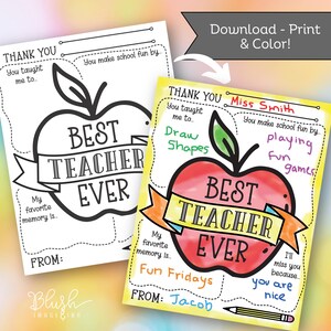Teacher Thank You Coloring Page Printable PDF Teacher Appreciation Week Card End-Year Teacher Gift Teacher DIY Coloring Fun for Kids school