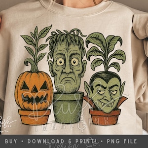 Vintage Halloween Monsters PNG Halloween Horror Monsters Funny Plants Humorous png Retro Halloween Monsters png Halloween Shirt png Plants