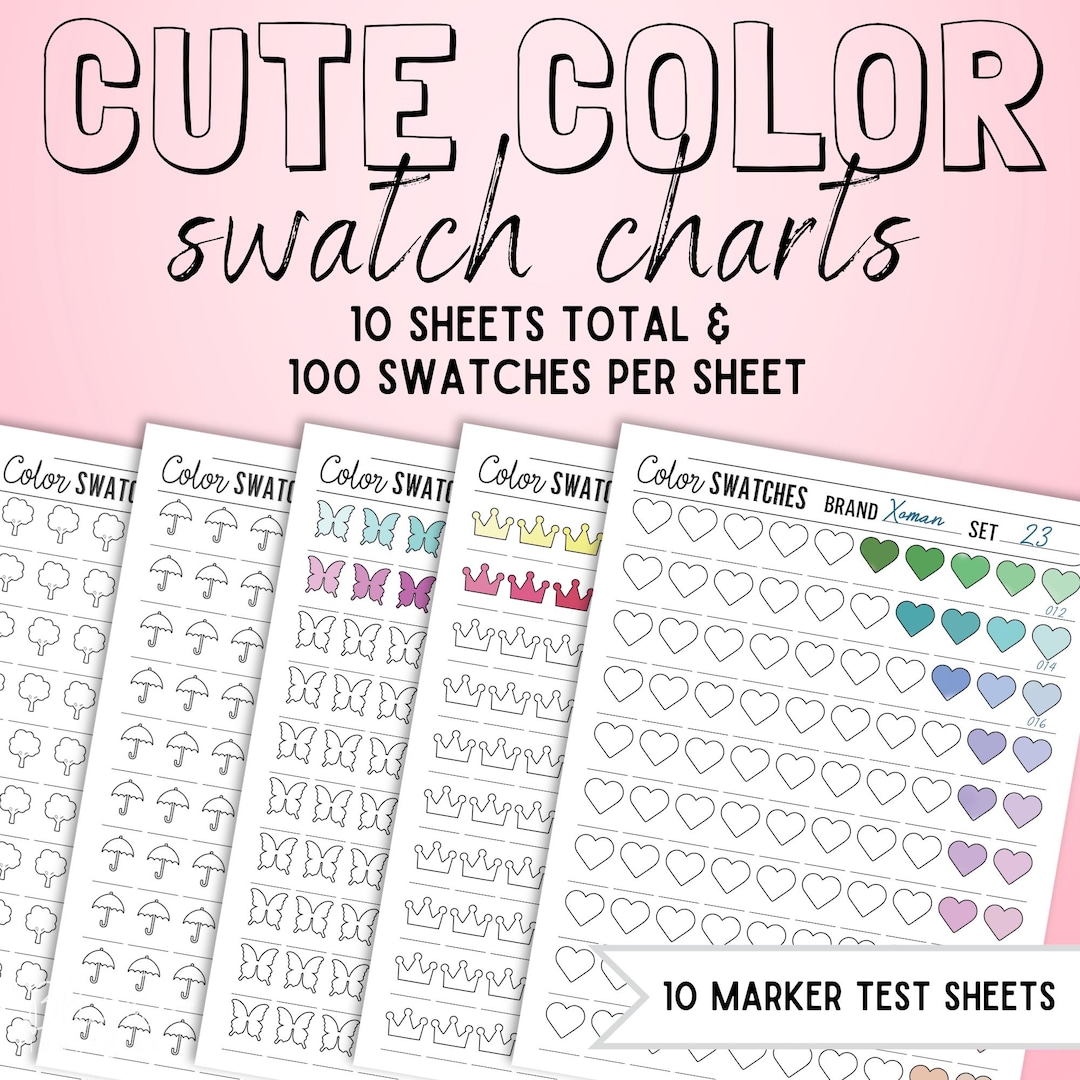 Printable Color Swatch Chart for Adult Coloring Alcohol Marker Swatches ...