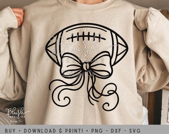 Futebol com laço SVG PNG Design de camisa fofa para dia de jogo para mães de futebol, irmãs de futebol, dia de jogo de futebol, fãs png Download digital Coquette