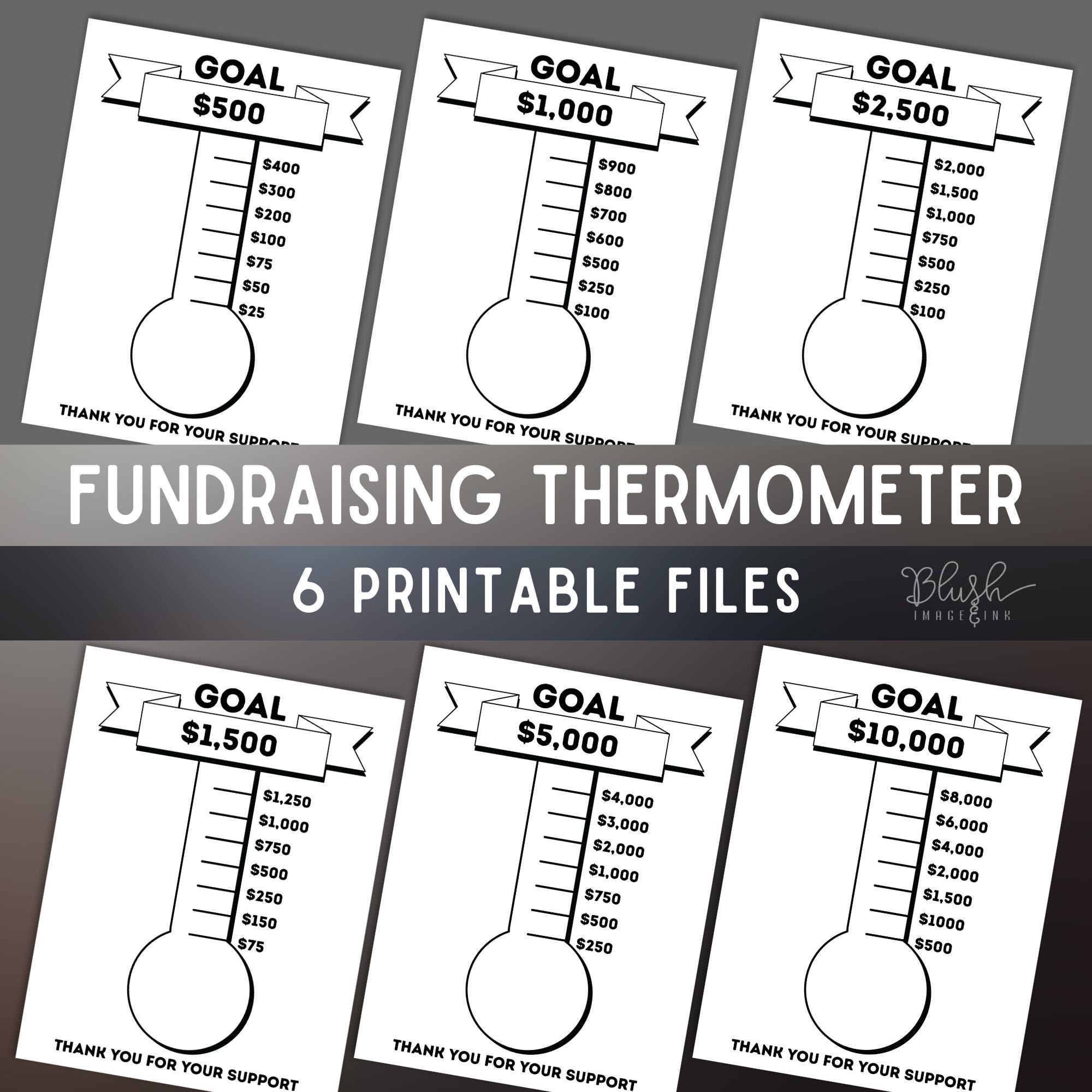 Printable Goal Fundraising Thermometer Goal Nonprofit Fundraiser ...